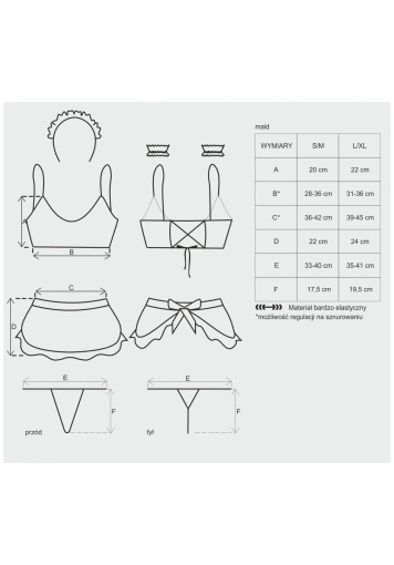 Атласний еротичний костюм покоївки Obsessive Maid set S/M, black, 5 предметів - фото №5