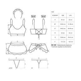 Атласний еротичний костюм покоївки Obsessive Maid set S/M, black, 5 предметів - - фото №10