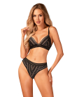 Комплект білизни Obsessive Natilya 2-pcs set XS/S, black, бюстгальтер, трусики - фото №1