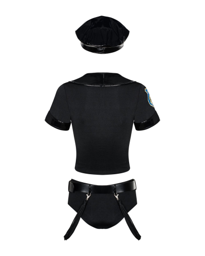 Еротичний костюм поліцейського Obsessive Police set S/M, black, топ, шорти, кепка, пояс, портупея - фото №3