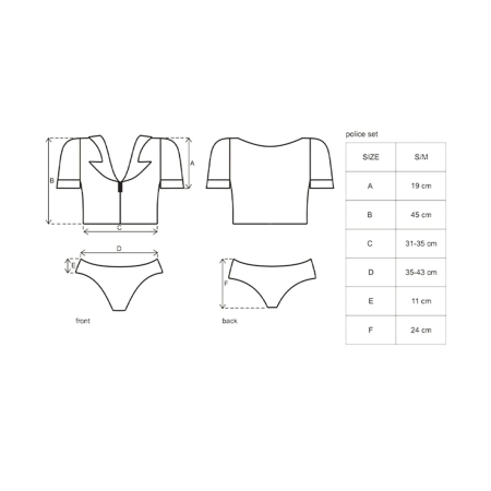 Еротичний костюм поліцейського Obsessive Police set S/M, black, топ, шорти, кепка, пояс, портупея - фото №7