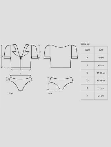 Еротичний костюм поліцейського Obsessive Police set S/M, black, топ, шорти, кепка, пояс, портупея - фото №4