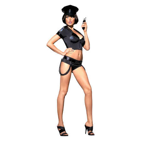 Еротичний костюм поліцейського Obsessive Police set S/M, black, топ, шорти, кепка, пояс, портупея - фото №6