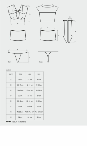 Еротичний костюм студентки Obsessive Student 4 pcs costume L/XL, топ, спідниця, стринги, гольфи - фото №5