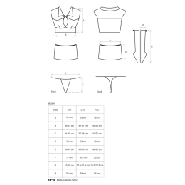 Еротичний костюм студентки Obsessive Student 4 pcs costume L/XL, топ, спідниця, стринги, гольфи - №8