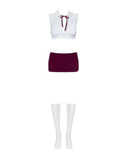 Еротичний костюм студентки Obsessive Student 4 pcs costume L/XL, топ, спідниця, стринги, гольфи - фото №3