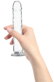 Прозорий фалоімітатор ADDICTION Vertical Dong 8?, присоска, діаметр 3,8 см, віброкуля в подарунок - - фото №3