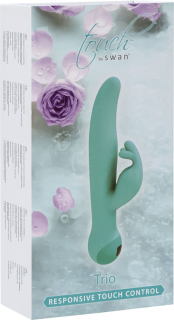 Вібратор-кролик Touch by SWAN - Trio Teal, сенсорне керування, ротація, діаметр 3,8 см - №7