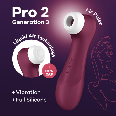 Вакуумний кліторальний стимулятор Satisfyer Pro 2 Generation 3 with Liquid Air Wine Red - фото №2