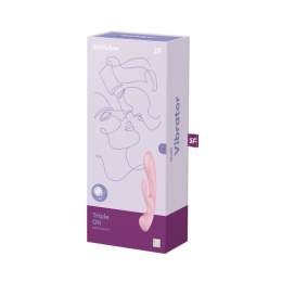 Двосторонній вібратор-кролик Satisfyer Triple Oh Pink, 3 мотори, руків’я-масажер - №8