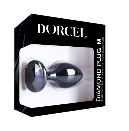 Металева анальна пробка з кристалом Dorcel Diamond Plug Black M - фото №7