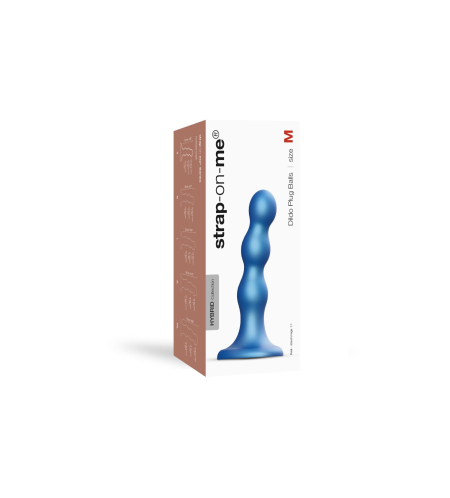 Насадка для страпона Strap-On-Me Dildo Plug Balls Blue Metallic M - фото №4