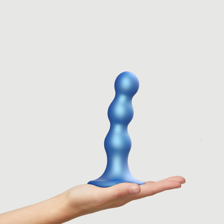 Насадка для страпона Strap-On-Me Dildo Plug Balls Blue Metallic M - фото №3