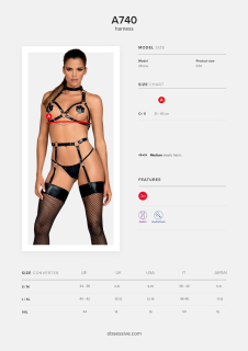 Портупея на груди Obsessive A740 harness black O/S, штучна шкіра - - фото №5