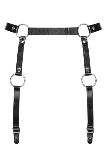 Гартери Obsessive A741 garter belt black O/S, штучна шкіра - фото