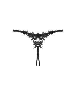 Прозорі стрінги з доступом Obsessive Celia Noir crotchless thong XS/S - - фото №6