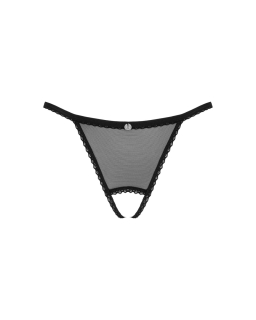 Прозорі стрінги з доступом Obsessive Celia Noir crotchless thong XL/2XL - - фото №5