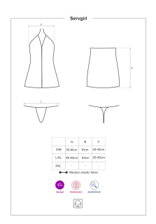 Еротичний костюм покоївки Obsessive Servgirl costume S/M, халат, стрінги, фартух, обруч - - фото №5