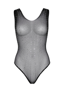 Leg Avenue Rhinestone fishnet bodysuit OS Black - - фото №5
