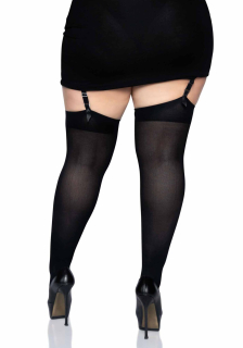 Щільні непрозорі панчохи Leg Avenue Nylon Thigh Highs Black, plus size - - фото №2