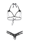 Leg Avenue Open cup bra and pearl panty OS Black - фото №9