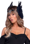 Пов’язка на голову з крилами Leg Avenue Feather headband Black, пір’я та натуральна шкіра - фото №1