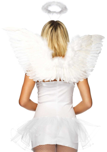 (SALE) Набір аксесуарів «Ангел» Leg Avenue Angel Accessory Kit, крильця з пір’я, німб - фото №2
