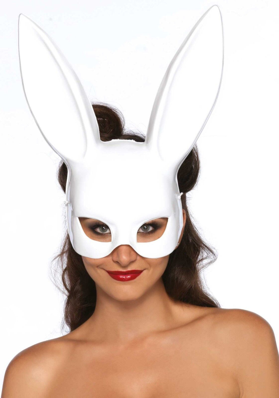 Маска кролика Leg Avenue Masquerade Rabbit Mask White, довгі вушка, на резинці - фото