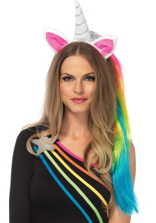 Обруч ріг єдинорога Leg Avenue Magical Unicorn Headband, з райдужною гривою - фото