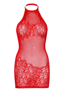 Сукня-сітка зі стразами Leg Avenue Rhinestone halter mini dress Red, відкрита спина, one size - №11
