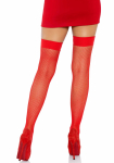 Панчохи-сітка з атласним бантиком Leg Avenue Fishnet Thigh Highs With Bow One size, Red - фото №2