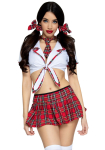 Костюм школярки Leg Avenue Miss Prep School S/M, топ, спідниця, краватка, бантики - фото №1
