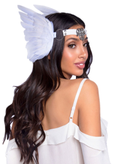 Пов’язка на голову з крилами Leg Avenue Feather headband White, пір’я та натуральна шкіра - - фото №2