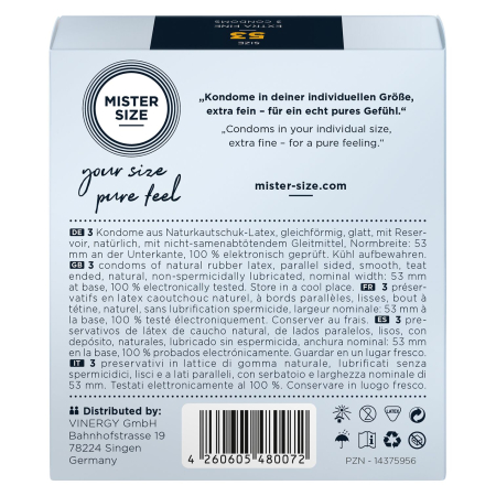 Презервативи Mister Size - pure feel - 53 (3 condoms), товщина 0,05 мм - фото №3
