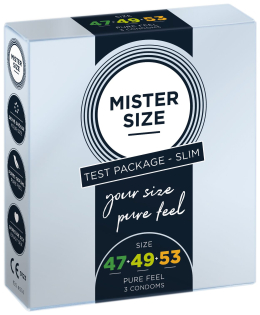 Набір презервативів Mister Size - pure feel - 47–49–53 (3 condoms), 3 розміри, товщина 0,05 мм - фото