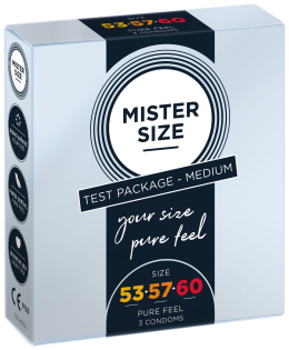 Набір презервативів Mister Size - pure feel - 53–57–60 (3 condoms), 3 розміри, товщина 0,05 мм - фото