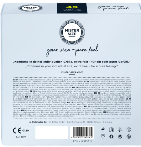 Презервативи Mister Size - pure feel - 49 (36 condoms), товщина 0,05 мм - фото №3