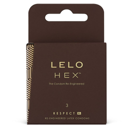 Презервативи LELO HEX Condoms Respect XL 3 Pack, тонкі та суперміцні, збільшений розмір - фото