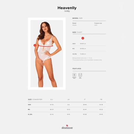 Еротичне напівпрозоре боді Obsessive Heavenlly crotchless teddy XS/S, з доступом - фото №5