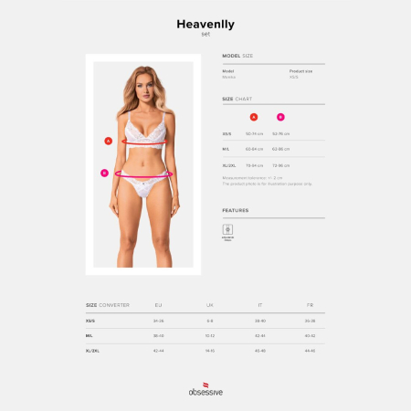 Еротичний комплект Obsessive Heavenlly 2-pcs set XS/S, бюстгальтер і танга - фото №5