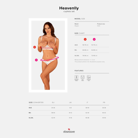 Еротичний комплект Obsessive Heavenlly 2-pcs cupless set XL/2XL, відкриті груди, з доступом - фото №5
