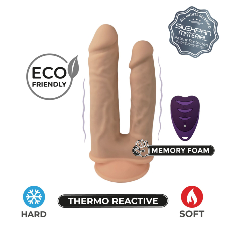 Подвійний фалоімітатор з вібрацією SilexD Double Gusto Vibro Flesh (Model 1 size 8" & 7") + LRS, діаметр 4,5 см та 3,7 см - фото №5