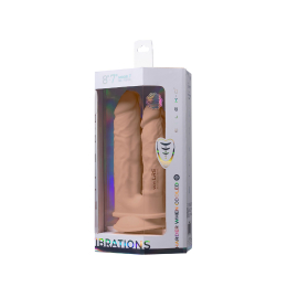 Подвійний фалоімітатор з вібрацією SilexD Double Gusto Vibro Flesh (Model 1 size 8" & 7") + LRS, діаметр 4,5 см та 3,7 см - - фото №7