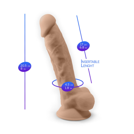 Фалоімітатор з вібрацією SilexD Vetus Vibro Flesh (MODEL 1 size 8in) + LRS, двошаровий, діам. 4,2 см - фото №6