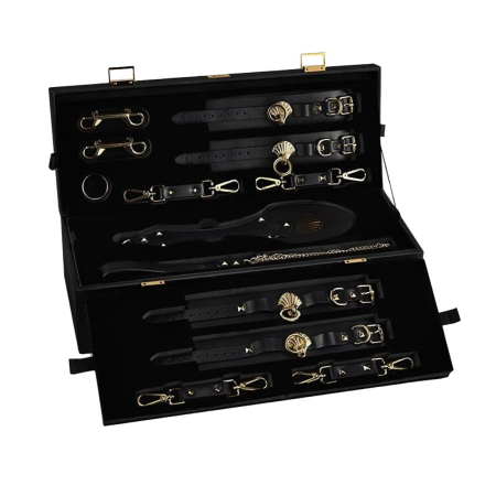 Розкішний набір для BDSM Zalo Bondage Play Kit, 10 аксесуарів у кейсі, шкіра, кристал Swarovski - фото