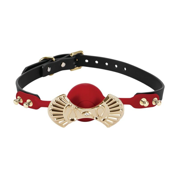 Розкішний силіконовий кляп Zalo Silicone Ball Gag Red, кристал Swarovski, шкіряний ремінець - фото