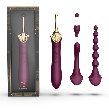 Мультифункціональний вібратор Zalo — Bess 2 Velvet Purple, 4 насадки, підігрів - фото №2