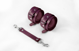 Наручники Feral Feelings - Hand Restraints, натуральна шкіра, бургунді 