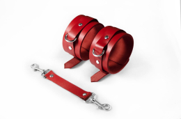 Поножі Feral Feelings – Ankle Restraints, натуральна шкіра, red - фото