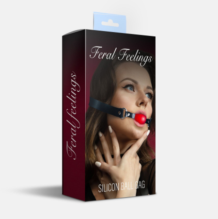 Кляп силіконовий Feral Feelings Silicon Ball Gag Black/Red, чорний ремінець, червона кулька - фото №2